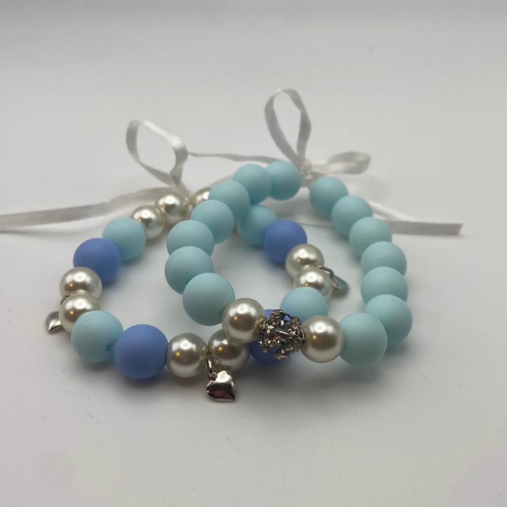 Baby blue & Light blue Children's Bling Thin Ribbon Bracelet (Touched…